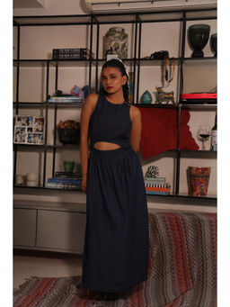 RUIAAN - Women Denim Navy Blue Dress