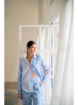 Naav - Women Cotton Blue Shirt