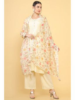 Soch - Women Beige Embellished Sequined Dress Material (Set of 3)