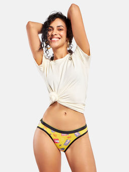 Bummer - Yellow Womens Printed Micro Modal Bikinis Panties Soft & Breathable