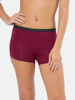 Bummer - Maroon Womens Solid Micro Modal Boyshorts Panties Soft & Breathable
