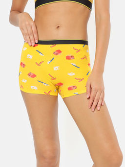Bummer - Womens Printed Micro Modal Boyshorts Panties Soft & Breathable Yellow