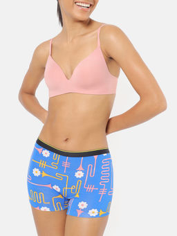 Bummer - Womens Printed Micro Modal Boyshorts Panties Soft & Breathable Blue