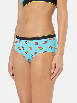 Bummer - Blue Womens Printed Micro Modal Hipsters Panties Soft & Breathable