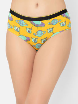 Bummer - Womens Printed Micro Modal Hipsters Panties Soft & Breathable Yellow