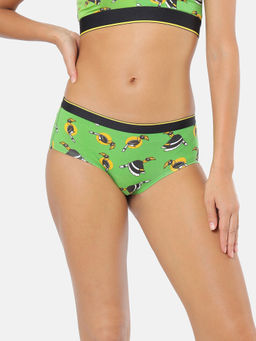 Bummer - Green Womens Printed Micro Modal Hipsters Panties Soft & Breathable