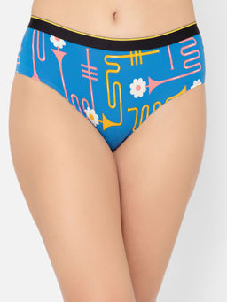 Bummer - Blue Womens Printed Micro Modal Hipsters Panties Soft & Breathable