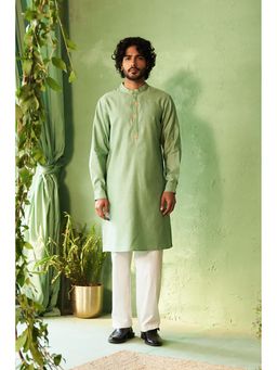 Charkhee - Placket Embroidery Mens Kurta with Pyjama