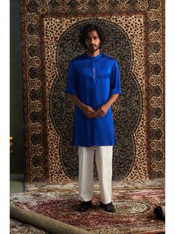 Charkhee - Prarambh Blue Short Sleeve Kurta with Pyjama