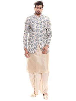 Soup by Sougat Paul - Off White Kurta with Dhoti Pants Paired with Floral Jacket