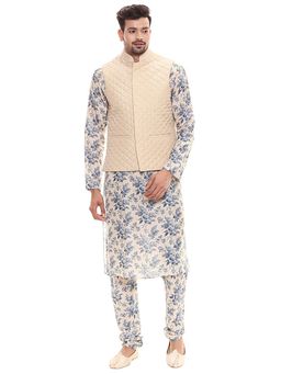 Soup by Sougat Paul - Applique Floral Kurta with Chudidaar and Quilted Sleeveless Jacket
