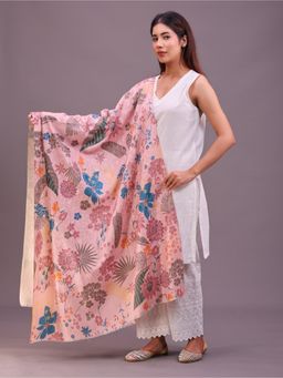 SWI STYLISH - Womens Pink Printed Aari Embroidered Wool Shawl