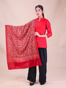 SWI STYLISH - Womens Maroon Aari Embroidery Wool Stole