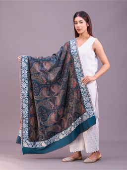 SWI STYLISH - Womens Teal Kani Wool Shawl