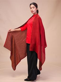 SWI STYLISH - Womens Red Pure Wool Stole with Zari