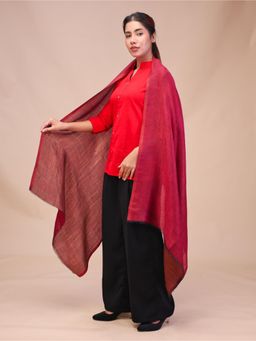 SWI STYLISH - Womens Pink Pure Wool Stole with Zari