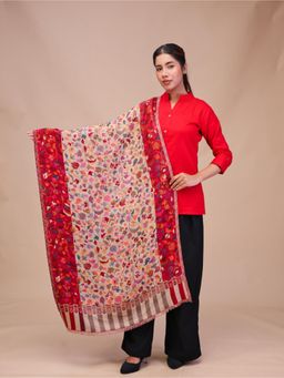 SWI STYLISH - Womens Maroon & Beige Reversible Wool Stole