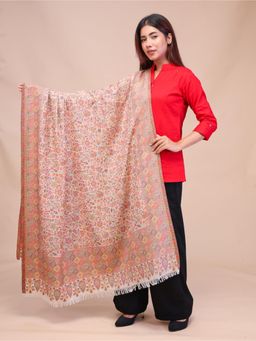 SWI STYLISH - Womens White Kani Wool Shawl