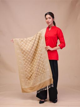 SWI STYLISH - Womens Beige Acrylic Wool Stole