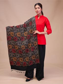 SWI STYLISH - Womens Black Acrylic Wool Stole