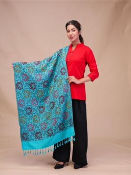 SWI STYLISH - Womens Turquoise Acrylic Wool Stole