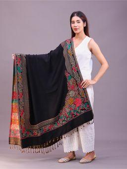SWI STYLISH - Womens Black Acrylic Wool Shawl