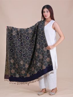 SWI STYLISH - Womens Navy Blue Acrylic Wool Shawl