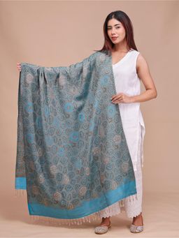 SWI STYLISH - Womens Blue Acrylic Wool Shawl