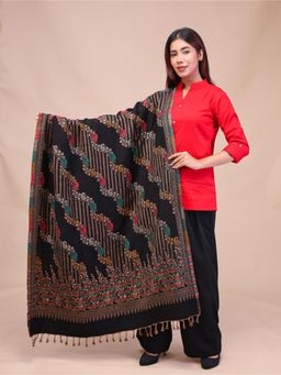 SWI STYLISH - Womens Black Acrylic Wool Shawl