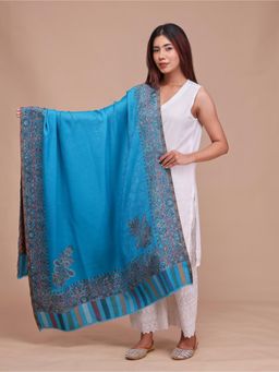 SWI STYLISH - Womens Blue Kani Wool Shawl
