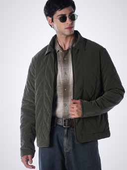 Jack & Jones - Green Solid Polyester Regular Jacket