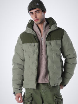 Jack & Jones - Green Colorblock Polyester Blend Regular Jacket