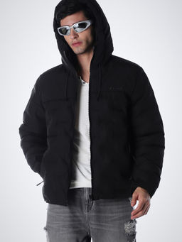 Jack & Jones - Black Solid Polyester Blend Regular Jacket
