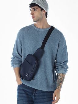 Jack & Jones - Blue Solid Cotton Oversized Sweater
