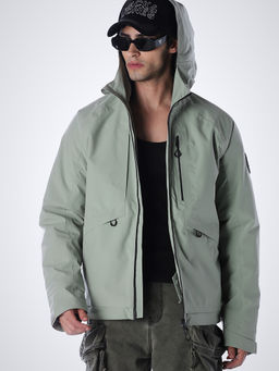 Jack & Jones - Green Solid Polyester Regular Jacket