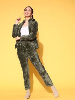 Sweet Dreams - Women Solid Jacket with Pyjama (Set of 2)