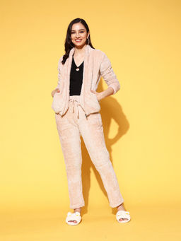 Sweet Dreams - Women Solid Jacket with Pyjama (Set of 2)