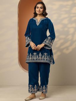 Libas - Embroidered Velvet Co-Ords Set for Women