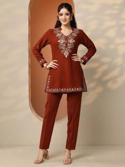 Libas - Embroidered Wool Blend Co-Ords Set for Women