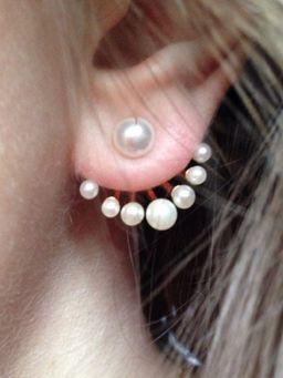 OOMPH - Gold and White Two-In-One Pearl Office-Wear Fashion Ear Stud Earring