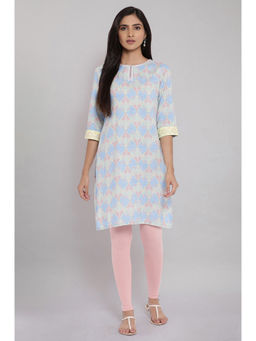 WISHFUL by W - Blue Floral Kurta