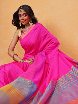 Silk Land - Pattu Art Silk Woven Saree with Unstitched Blouse