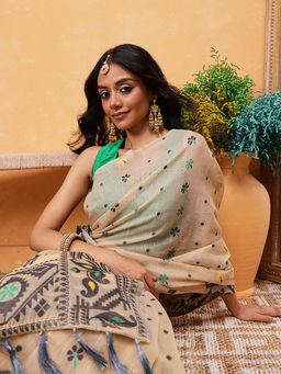Silk Land - Cotton Jamdani Saree with Unstitched Blouse
