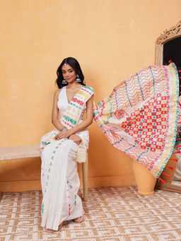 Silk Land - Cotton Jamdani Saree with Unstitched Blouse