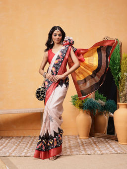 Silk Land - Kotha Silk Printed Saree with Unstitched Blouse