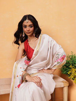 Silk Land - Onam Special Printed Silk Kasauv Saree with Unstitched Blouse