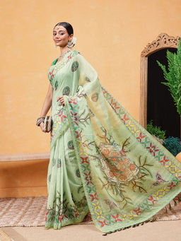 Silk Land - Madhubani Printed Saree with Unstitched Blouse