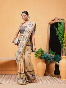 Silk Land - Madhubani Printed Saree with Unstitched Blouse