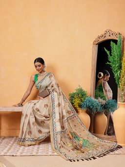 Silk Land - Madhubani Printed Saree with Unstitched Blouse