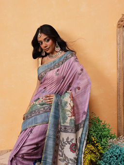 Silk Land - Madhubani Printed Saree with Unstitched Blouse